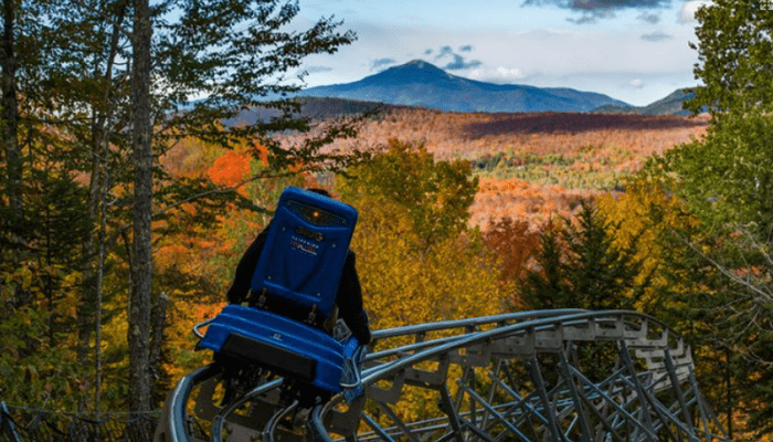 What to do this fall in Lake Placid? Take a ride on the cliffside coaster at Mt Van Hoevenberg